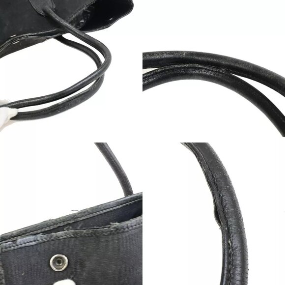 HERMES Logo Garden File 37 Hand Tote Bag Canvas Leather Black Silver 69FA285 - Picture 14 of 16